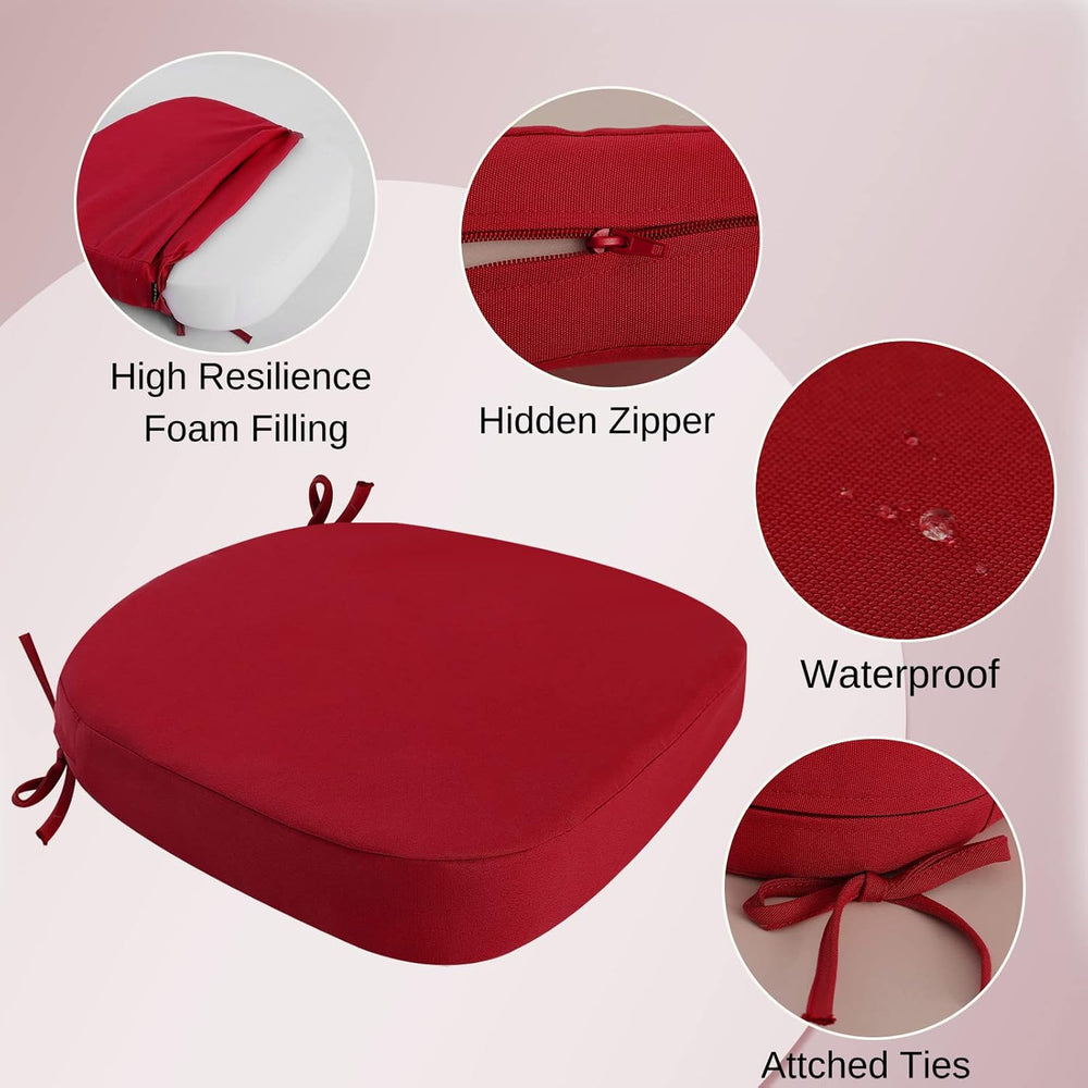 idee-home Outdoor Chair Cushions Set of 2, 19" x 19" D-Shaped