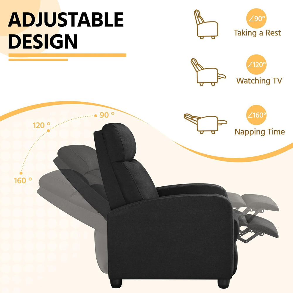 Yaheetech Recliner Chair with 3 Adjustable Angles Living Room Chairs Black