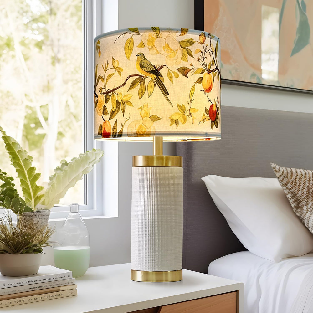 Drum Lamp Shade, Floral Bird, 13 x 13 x 10 Inch