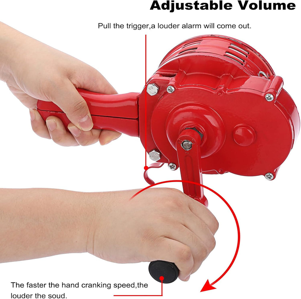 Sumnacon Hand Crank Siren Manual Operated Air Raid Siren with Handle, Red