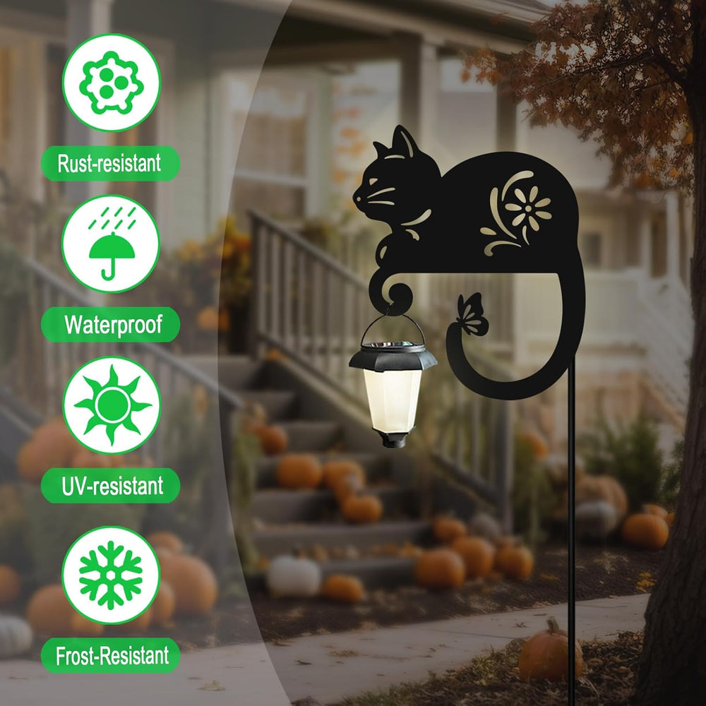 Cat Solar Lights Outdoor Garden,Black Cat Solar Lantern Yard Decor Stakes