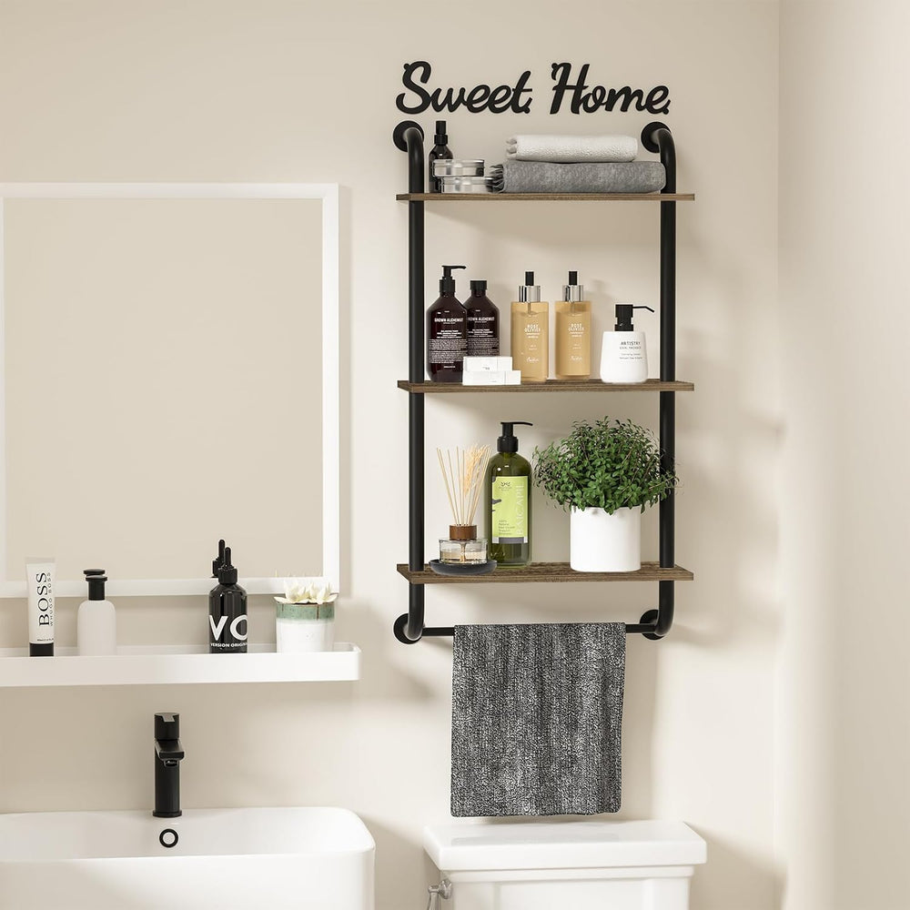 Tinpin 3 Tier Wall Shelves Over Toilet Rustic Industrial Floating Shelf