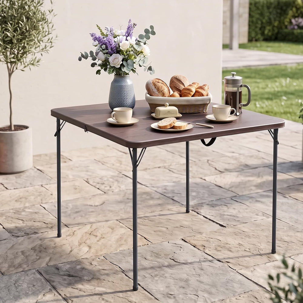 34" Square Folding Table for 4 Person, 330lbs Weight Capacity Foldable T...