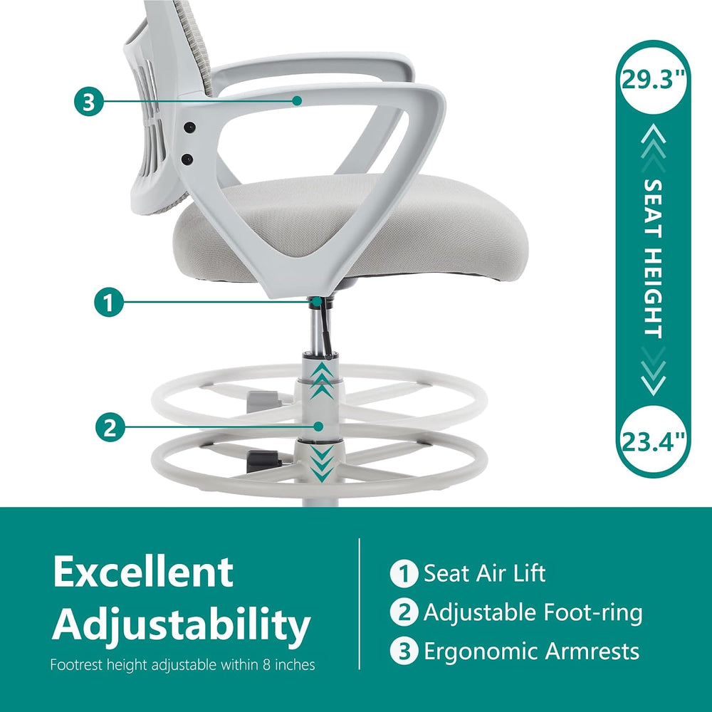 DUMOS Ergonomic Drafting Chair, Tall Office Chair for Standing Desk