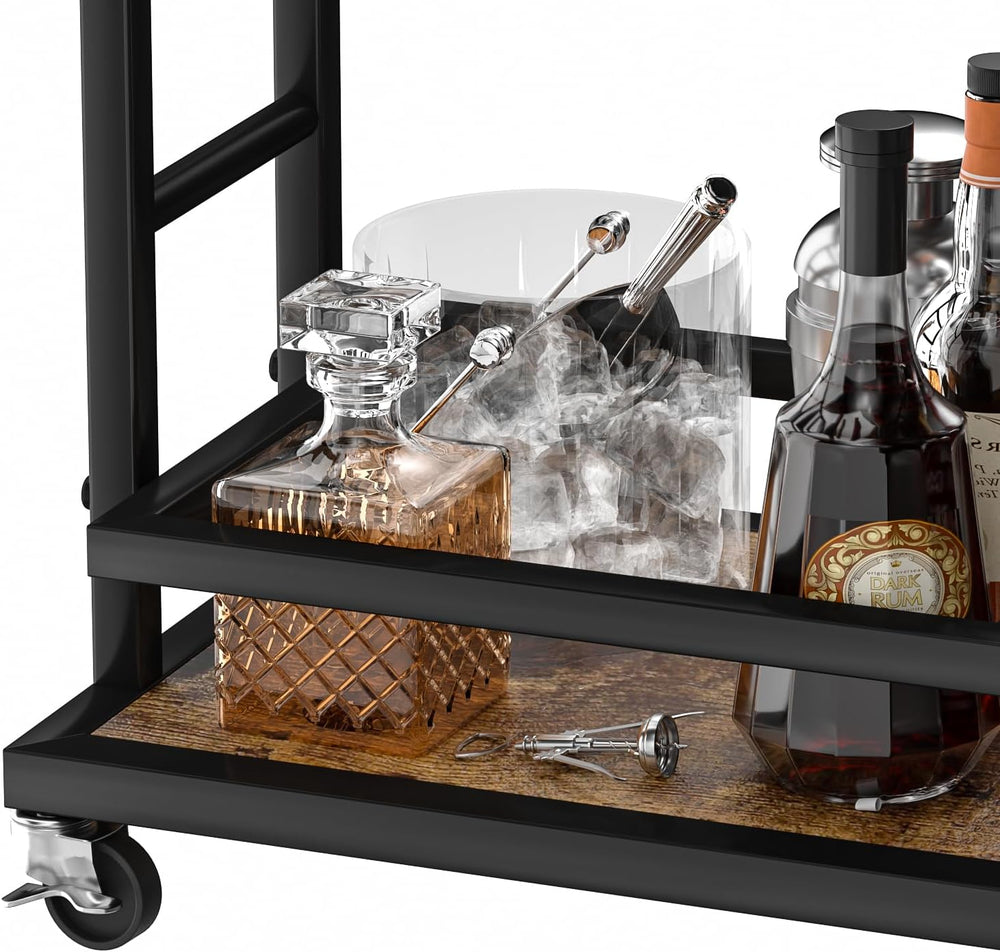 4 Tier Bar Cart for Home with Wheels,Home Bar Serving Cart, Rolling Mini Wine...