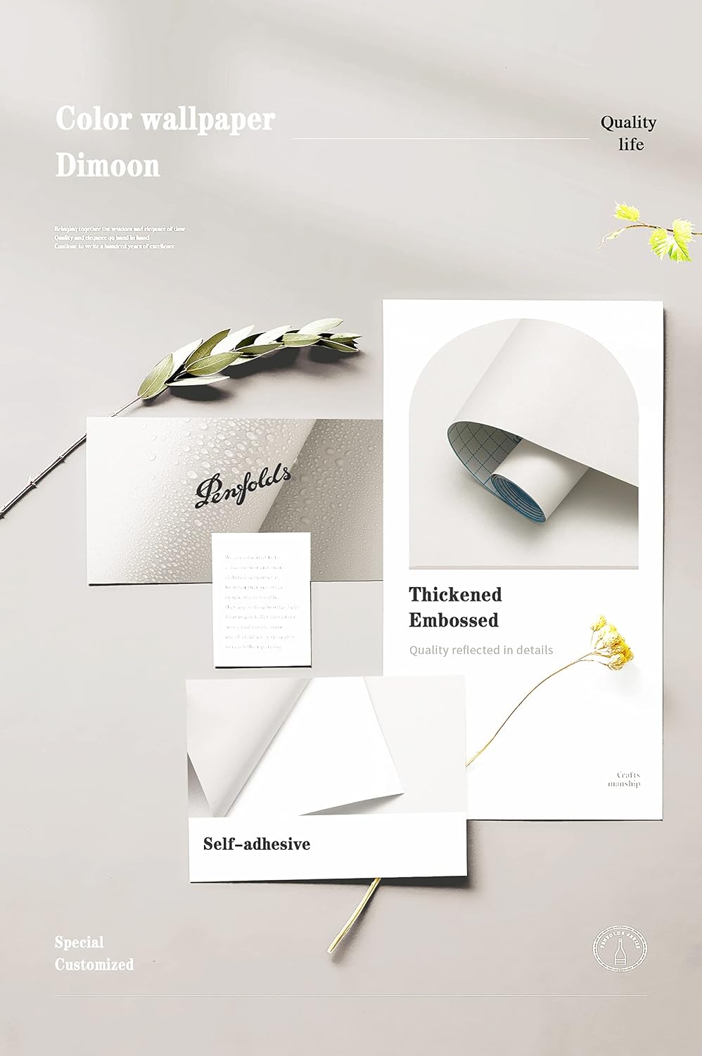 Dimoon 590''x17.7'' White Peel and Stick Wallpaper Contact Pa...