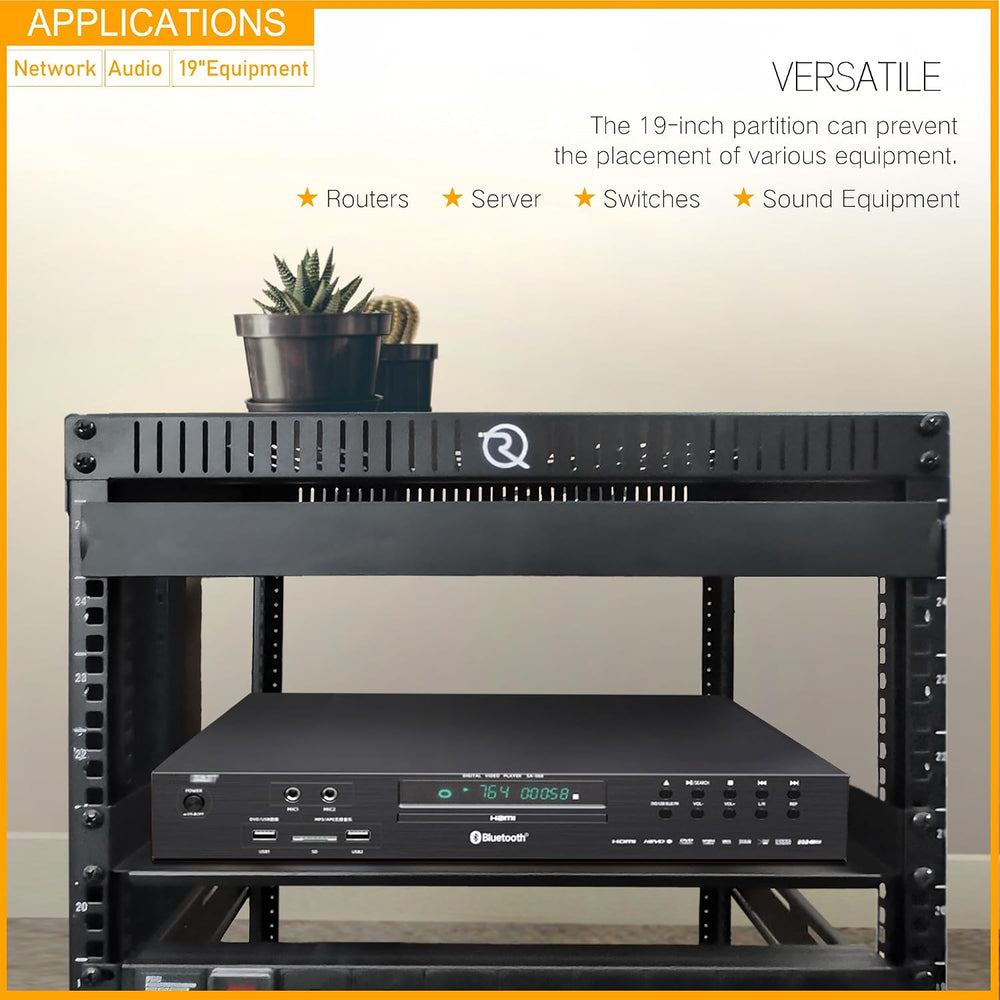 RIVECO 2 Pieces 1U Rack Shelves 19” Tray Cabinet Mount Vented Cantilevers for...