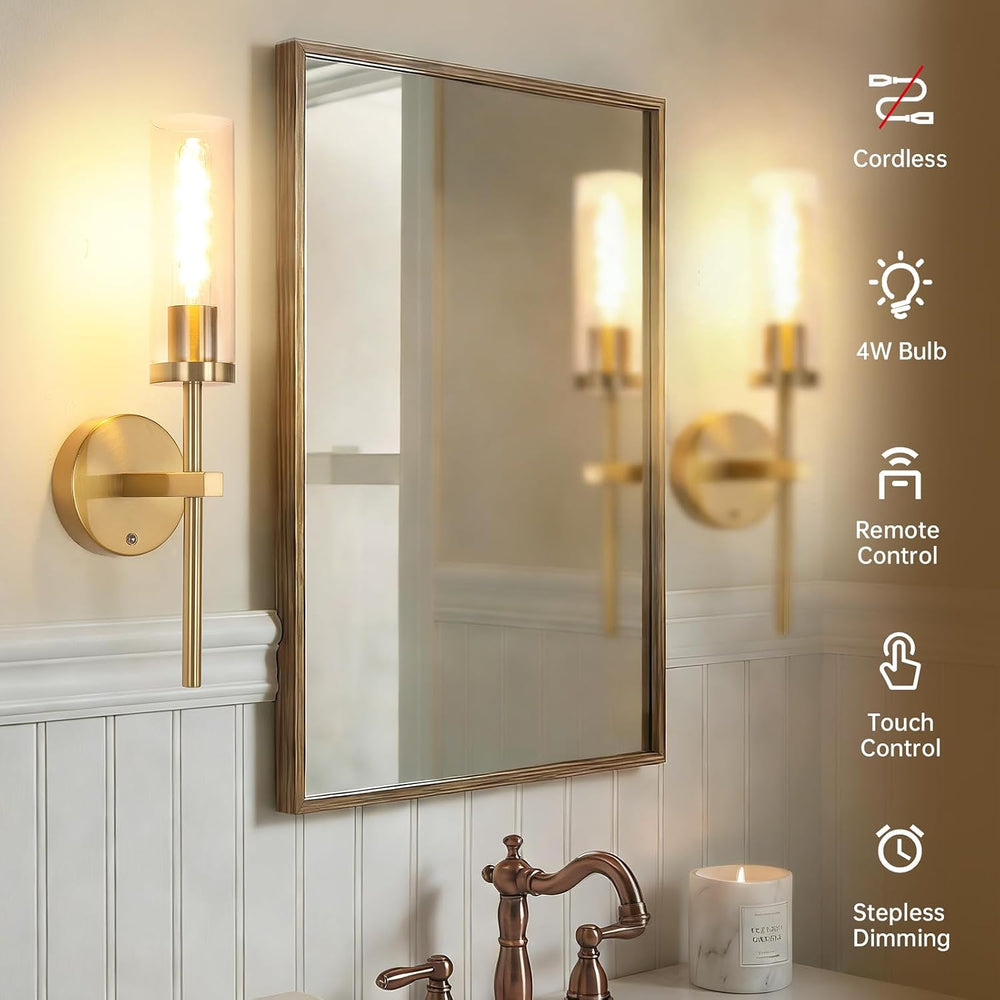 Shenmoyl Set of 2 Battery Operated Wall Sconce with 3 Color Temperatures &amp...