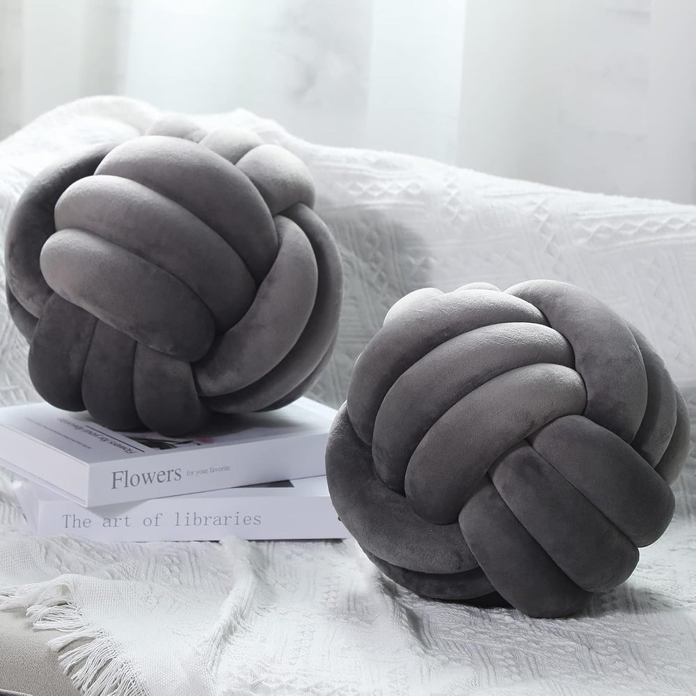 Namalu 10.6 Inches 2 Pcs Knot Pillow Decorative Throw Pillow, Dark Gray