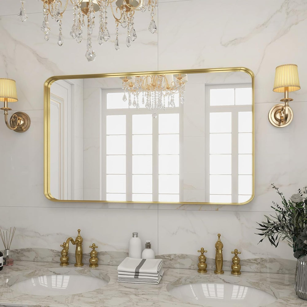 VooBang Bathroom Mirror 30"x48", Gold Gorgeous Deep Frame Wall Mirror