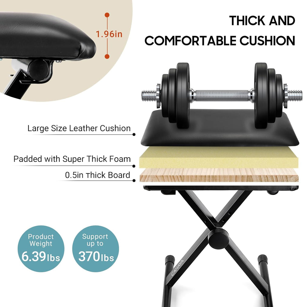 CAHAYA Keyboard Bench X-Style Height Adjustable 16.3-19.6in Padded Cushion Pi...