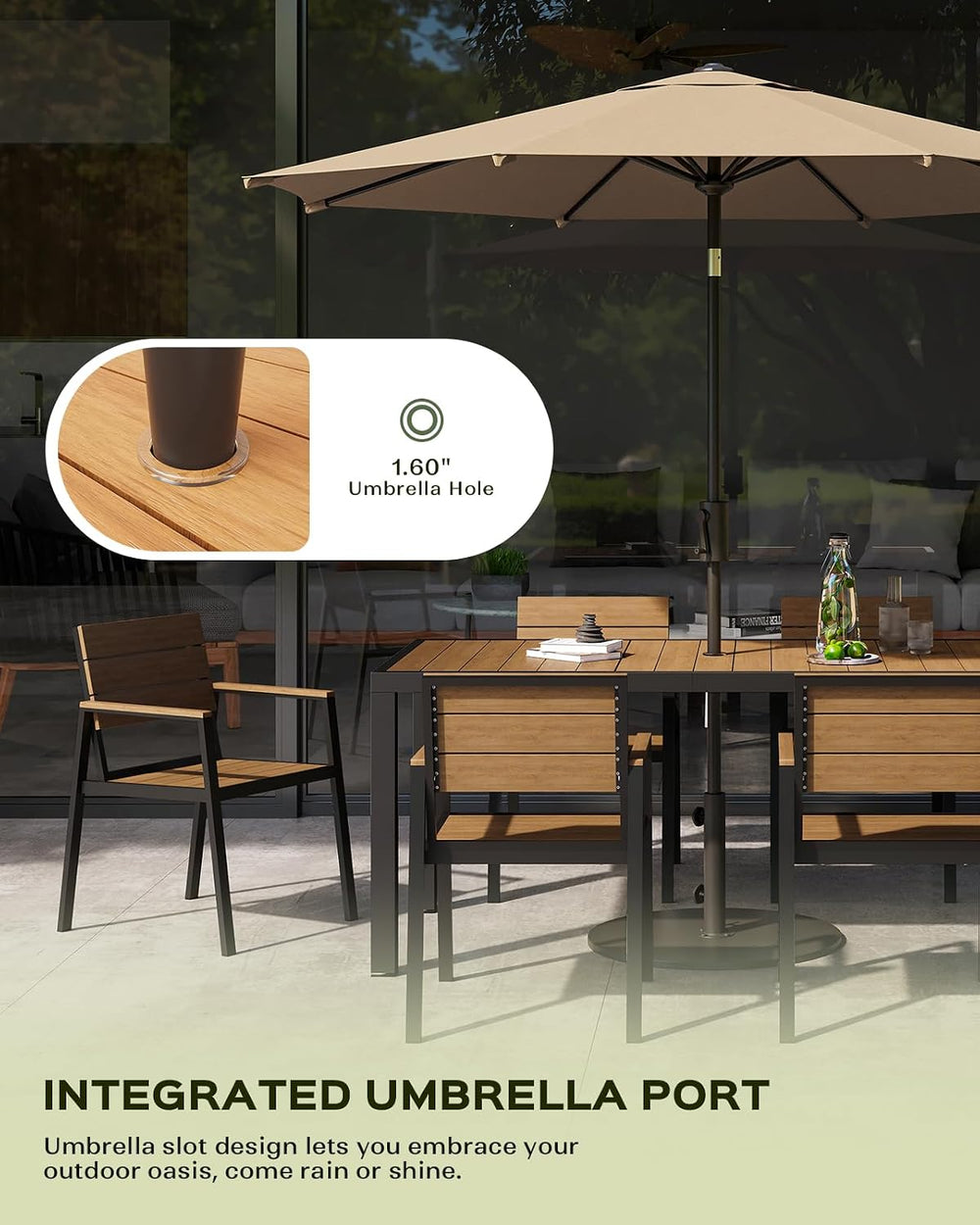 Vexwalx 12 Pcs Outdoor Dining Set, 67" HDPS Dining Set for 10, Gray-Teak