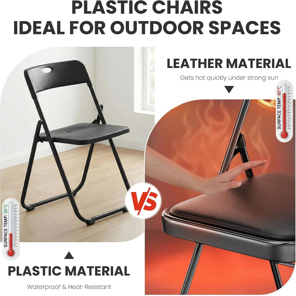 10 Pack Black Plastic Folding Chairs for Outside Portable Foldable