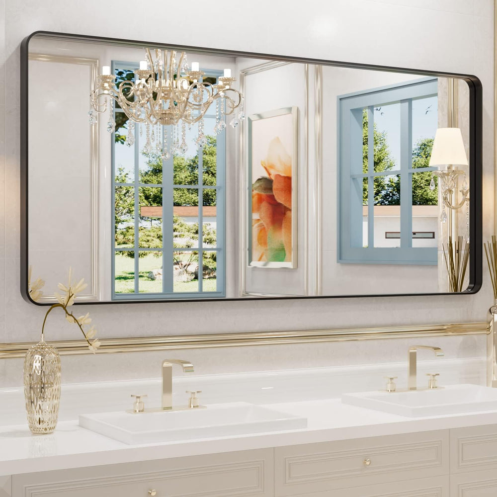 WEER Bathroom Vanity Mirror Black 60X28 Inch
