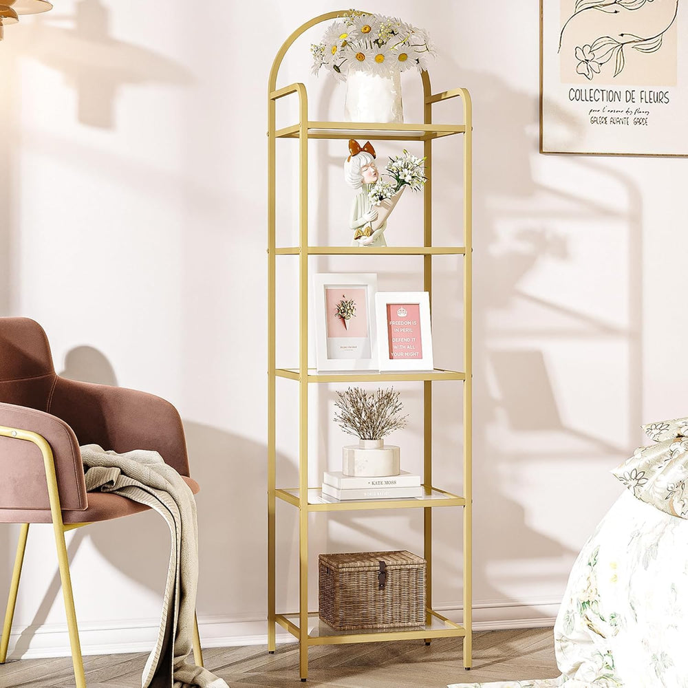 Hzuaneri Bookcase Bookshelf, Tempered Glass Bookshelves