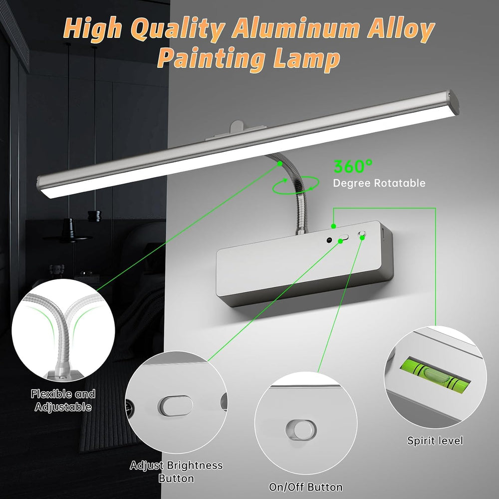 Picture Light, 15.35inch 5400mAh Rechargeable Picture Lights for Wall Battery...