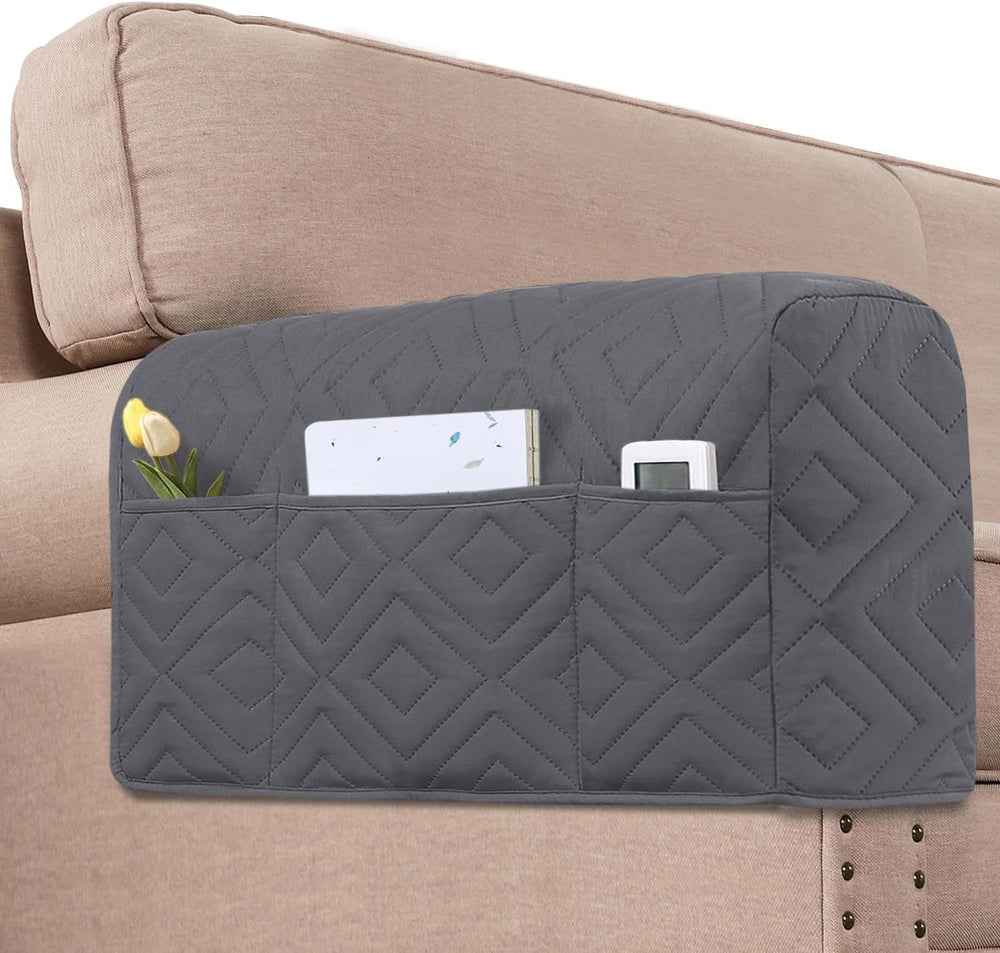 H.VERSAILTEX Water Resistant Armrest Covers for Sofa, 2 Pack, Gray/Beige