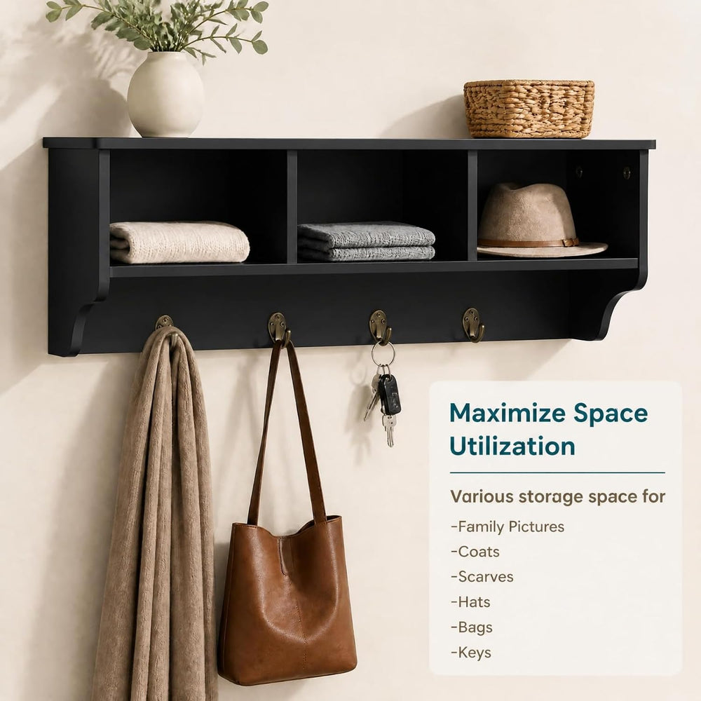 GIANTEX Coat Rack with Hooks Wall Mount, Wall Cubby Organizer with 4 Hooks