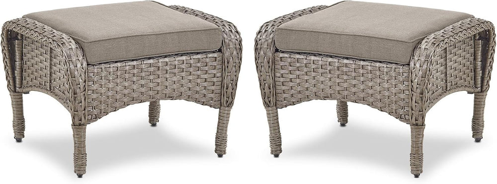 Belord Outdoor Ottomans for Patio Foot Rest - 25 Inch PE Wicker Foot Stool Se...