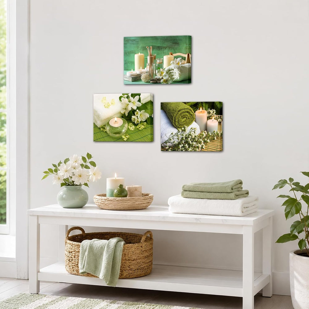 Nachic Wall Spa Zen Wall Art Green Bathroom Decor SPA Picture