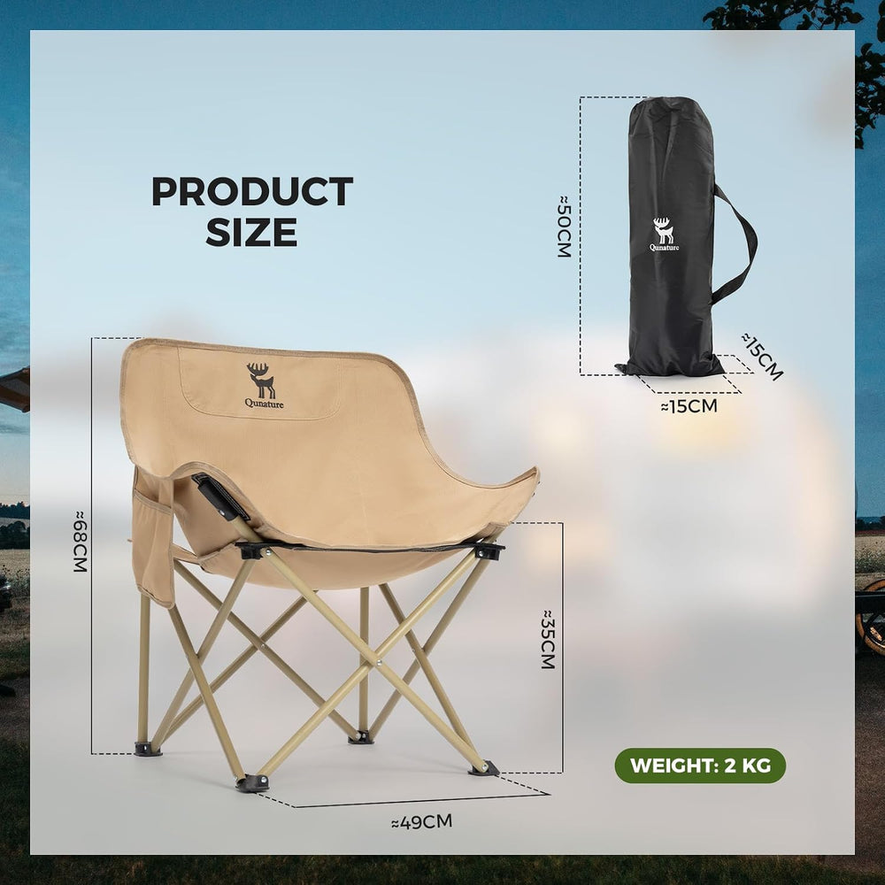 Portable Camping Chair, 60cm Wide Seat Folding Chair with Lumbar Support, 265...