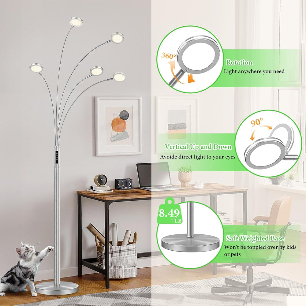 Bairth LED Arc Floor Lamp with Remote,2250LM Dimmable Floor Lamp with Timer