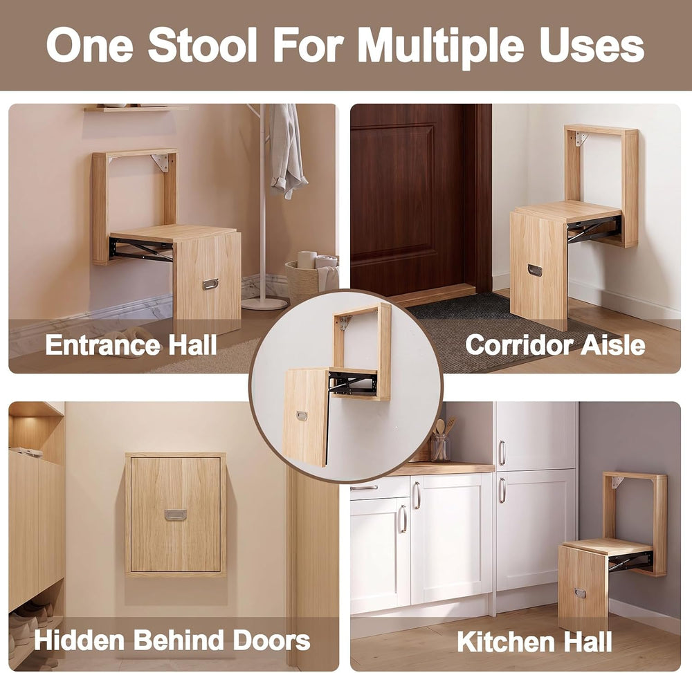Geelin 1 Pcs Wall Mounted Folding Chair, Modern Entryway Shoe Changing Stool,...