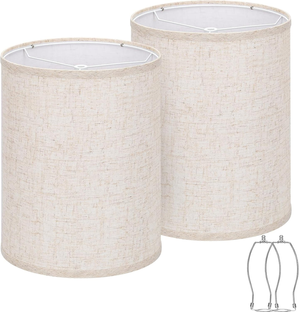 Tall Drum Lamp Shades Set of 2, 10"Top x10"Bottom x 13"High,Be...