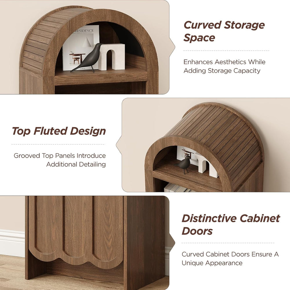 Vabches Tall Storage Cabinet with Arched Fluted Top, 67” Tall Bathroom Storag...
