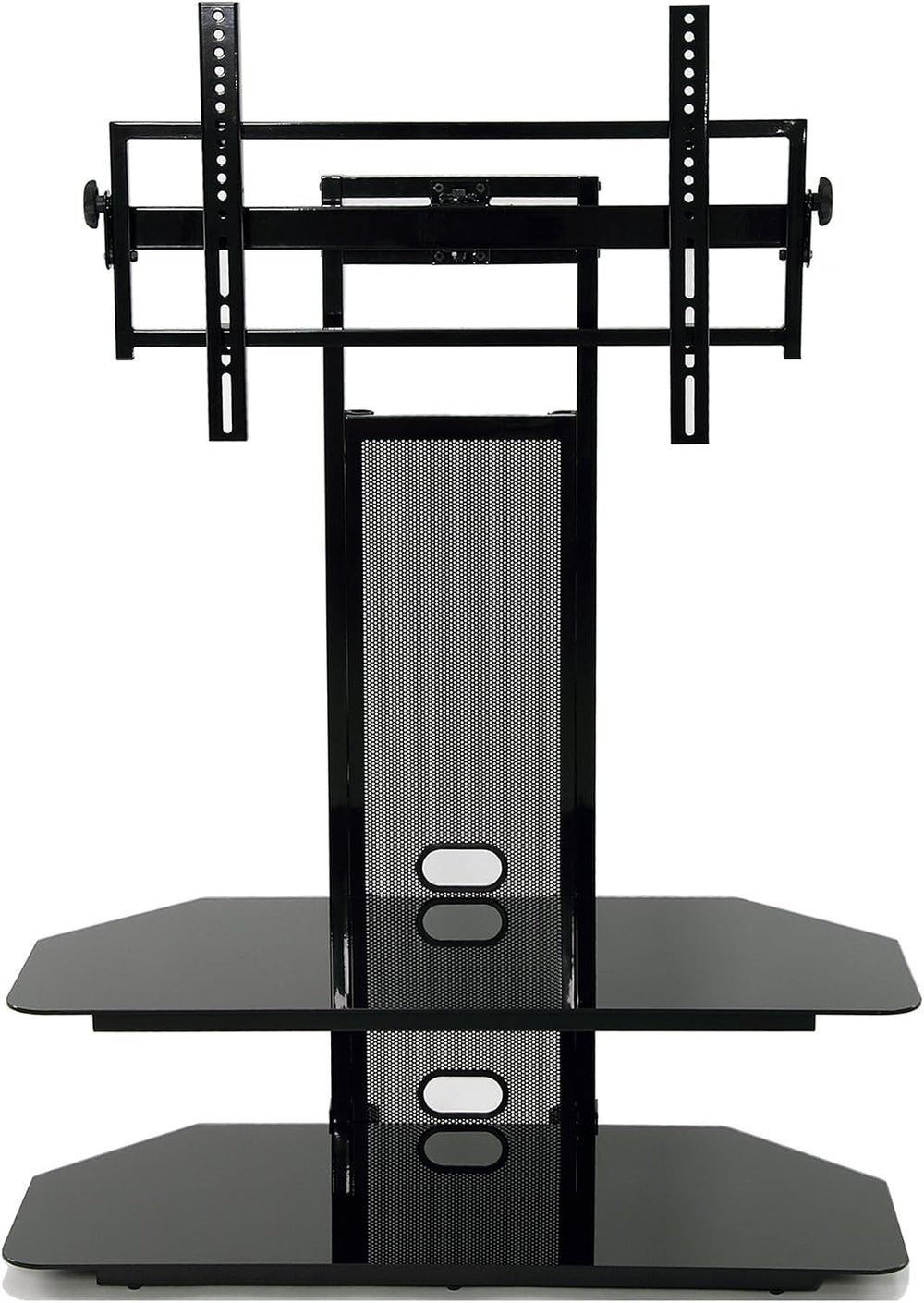 TransDeco TV Stand Mount with 2 Audio Video Shelf, 85 Inch, Black, TD560BCH