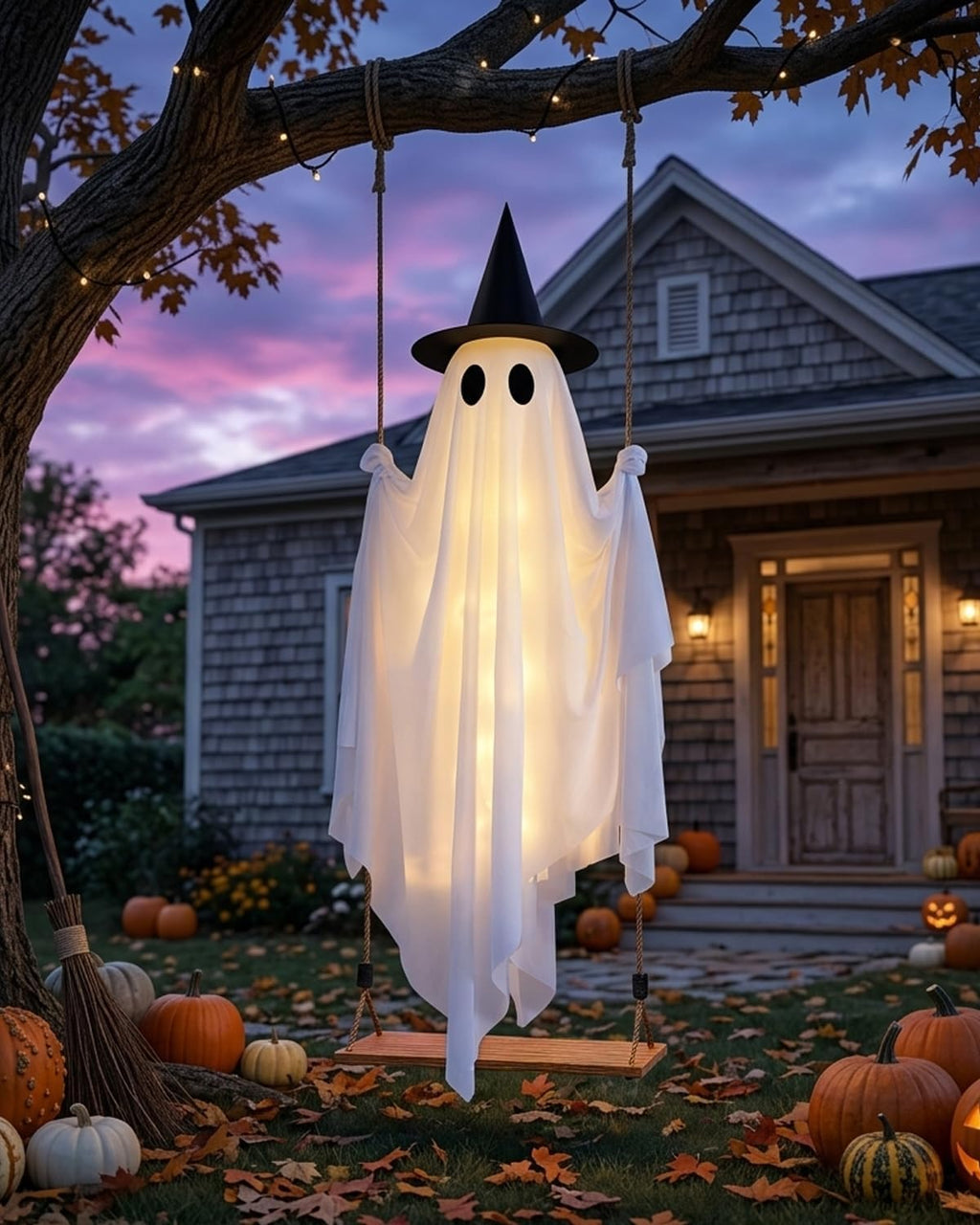 5FT Halloween Swinging Ghost Outdoor Decor,Spooky Hanging Ghost Decorations