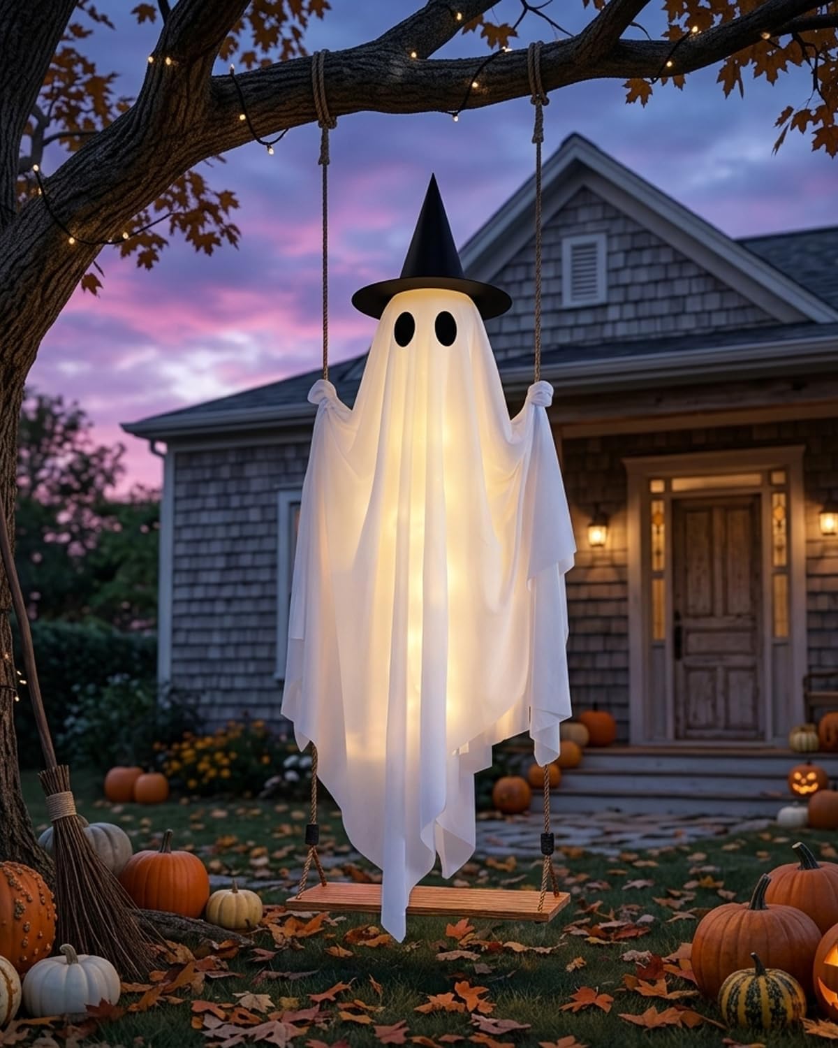 5FT Halloween Swinging Ghost Outdoor Decor,Spooky Hanging Ghost Decorations