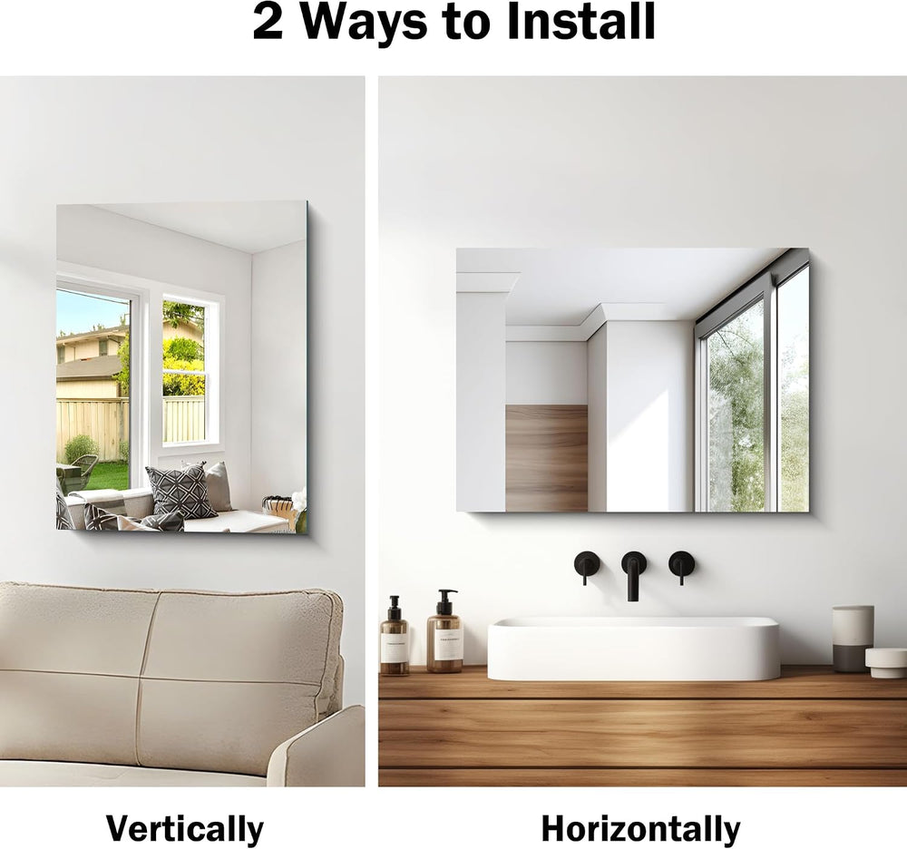 CILIBER Frameless Mirror, 18x24 Mirrors for Wall, Rectangle Bathroom Mirror f...