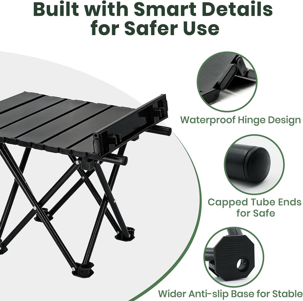 2 Pack Camping Table Foldable, Portable Folding Beach Table, Black-M
