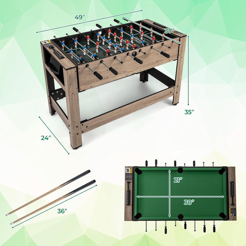 GYMAX 2-in-1 Swivel Multi Game Table, Foosball & Billiard Combo Game Tabl...