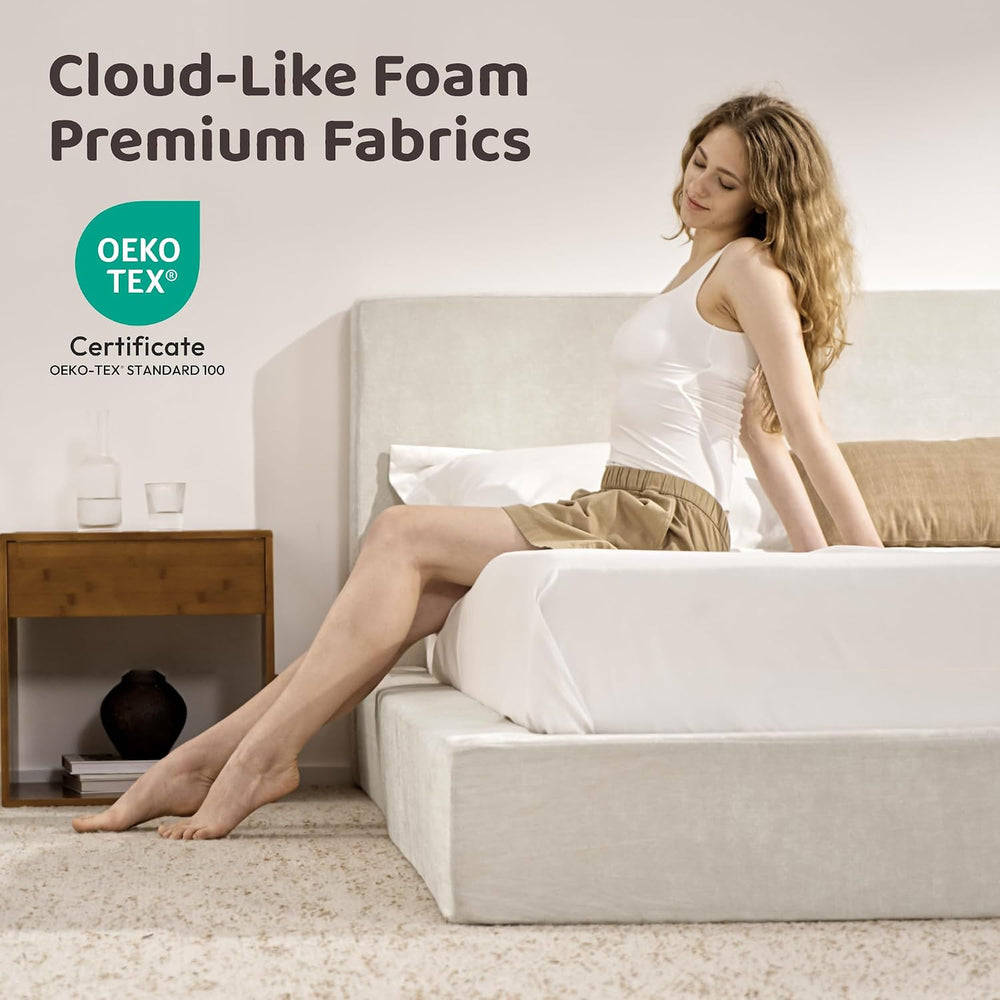 RECCI AirFrame Full Size Upholstered Bed Frame with Plush Padded Headboard