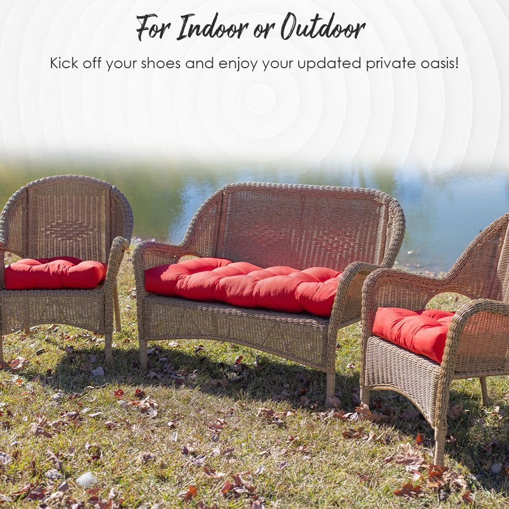 RSH DECOR Tufted U-Shape Wicker Set of 2, 19” x 19,” Outdoor Chair Cushions f...