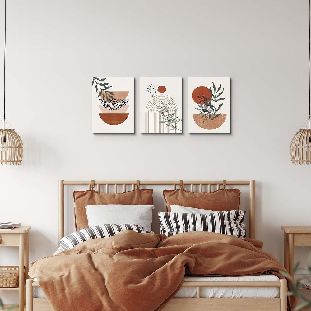 Boho Wall Art Prints, Boho Wall Decor, Abstract Geometric Prints Black Beige ...
