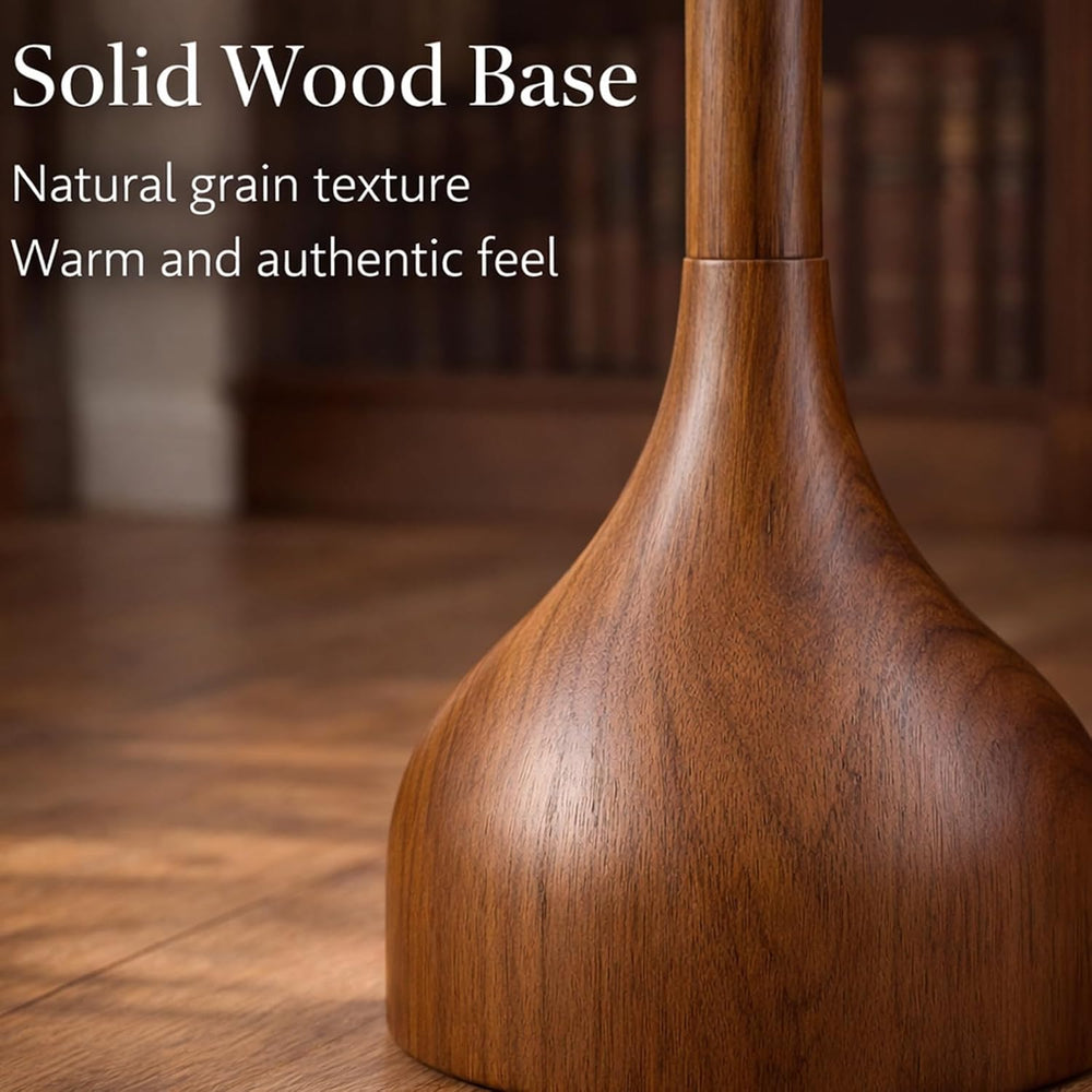 MOFFE Mid Century Modern Real Wood Floor Lamp with 2 Shades for Two Looks