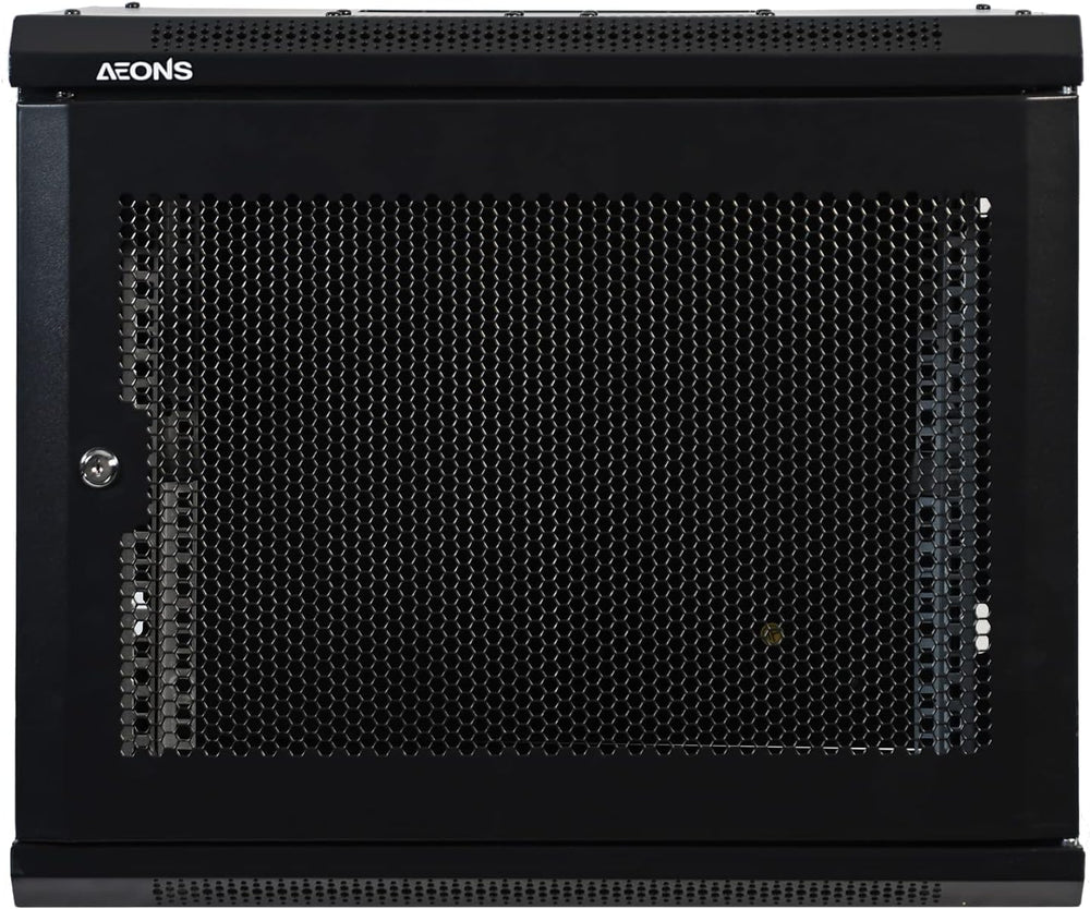 AEONS 9U Wall Mount Server Rack Cabinet with Lockable Mesh Door, 18" Depth