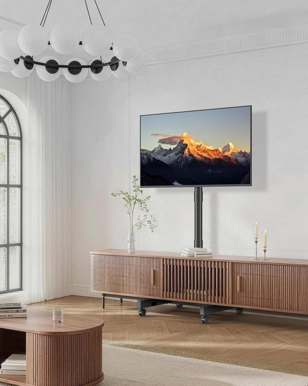 Rolling TV Stand for 13-50 Inch TVs/Screens, Sturdy 50mm Support Pole