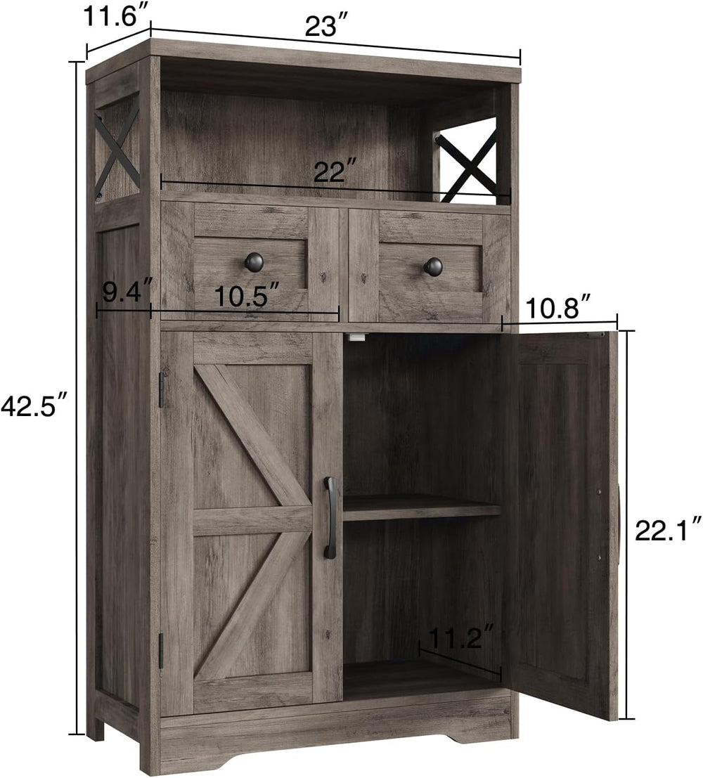Befrases Farmhouse Storage Cabinet with Drawers and Shelf, Freestanding Kitch...