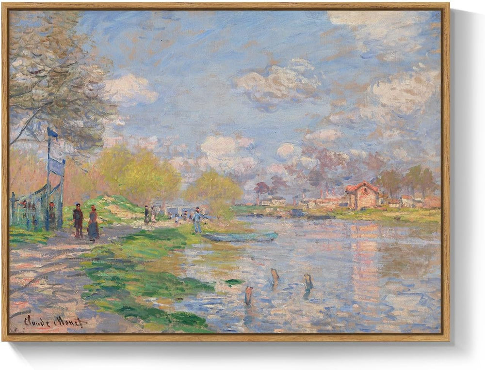 Framed Claude Monet Impressionist Landscape Canvas Wall Art, 32x24 Inch