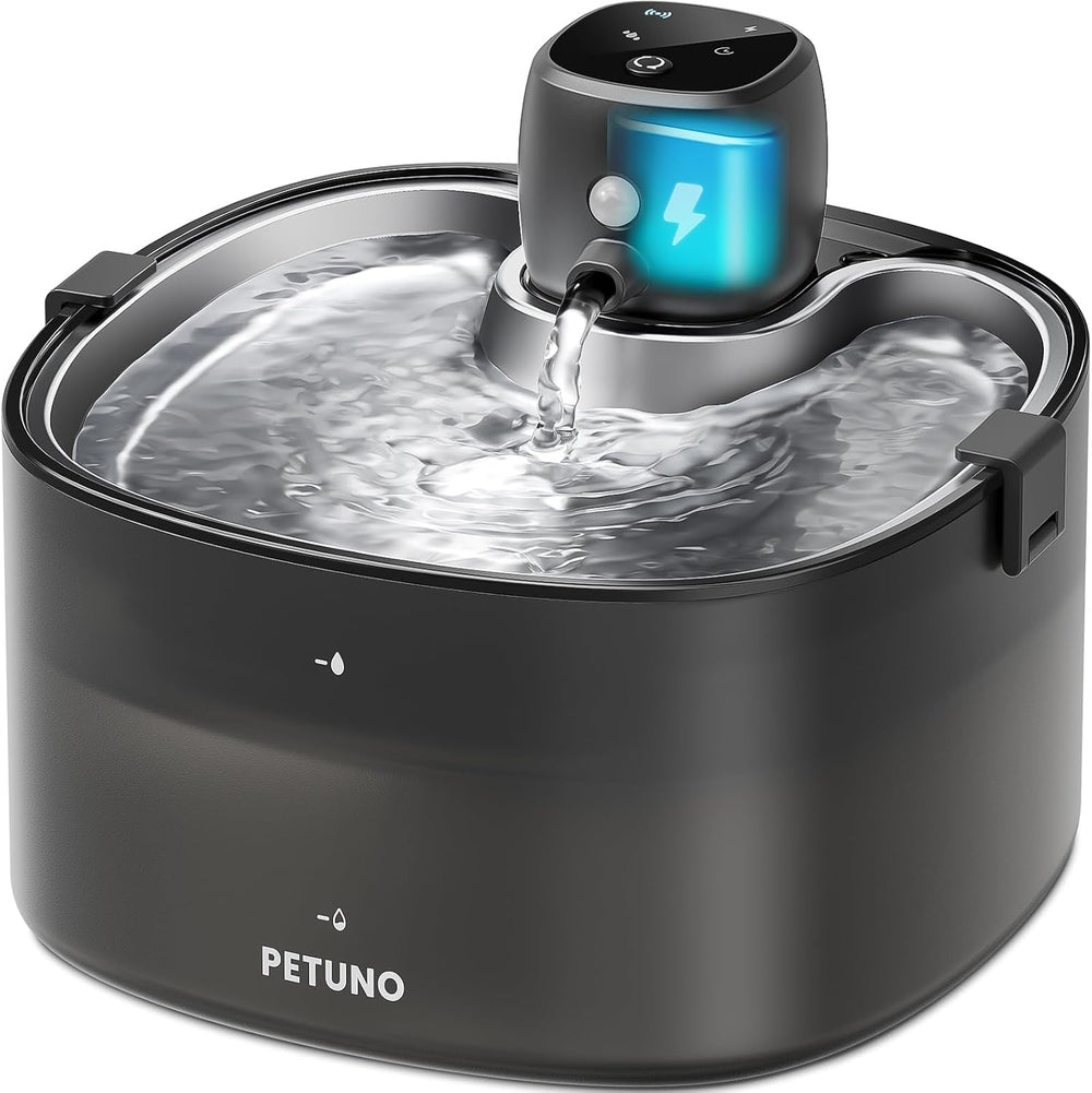 Cordless Cat Water Fountain, 78oz/2.3L, Battery Operated, Silver