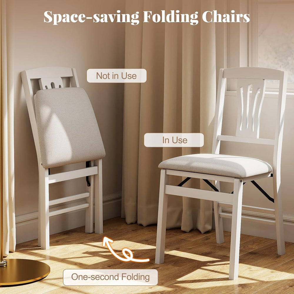 GIANTEX Folding Dining Chairs Set of 4, Space-Saving Upholstered Kitchen Chai...