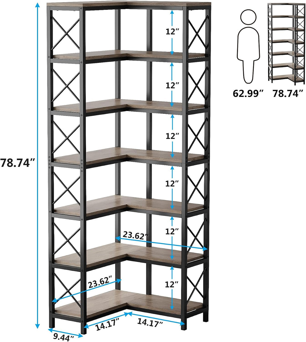 Tribesigns 7-Shelf Corner Bookshelf,Large Modern Corner Bookcase, 7-Tier Tall...