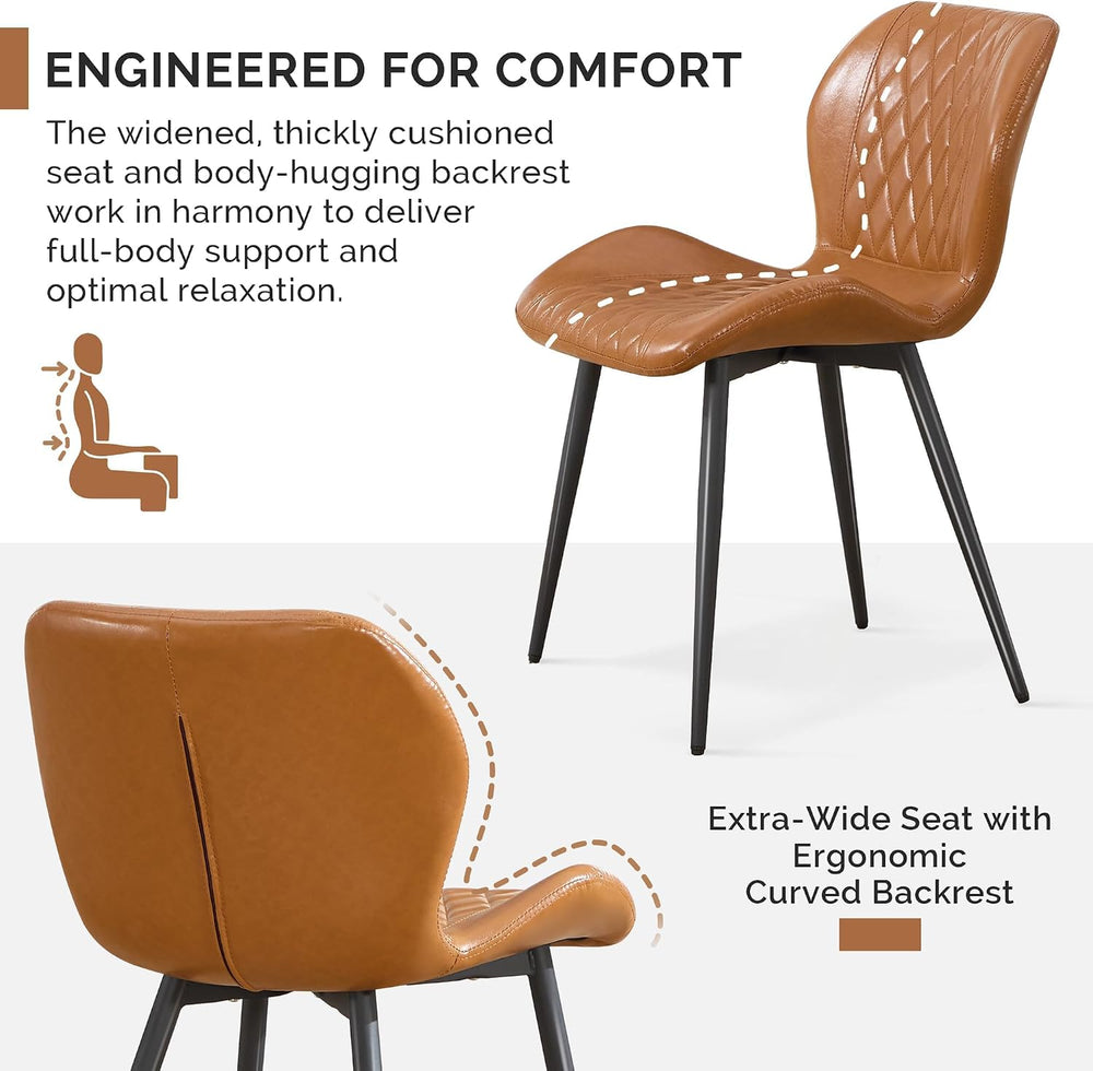 Dining Chairs Set of 2,Faux Leather Modern Dining Chairs with Thick Cushions,...