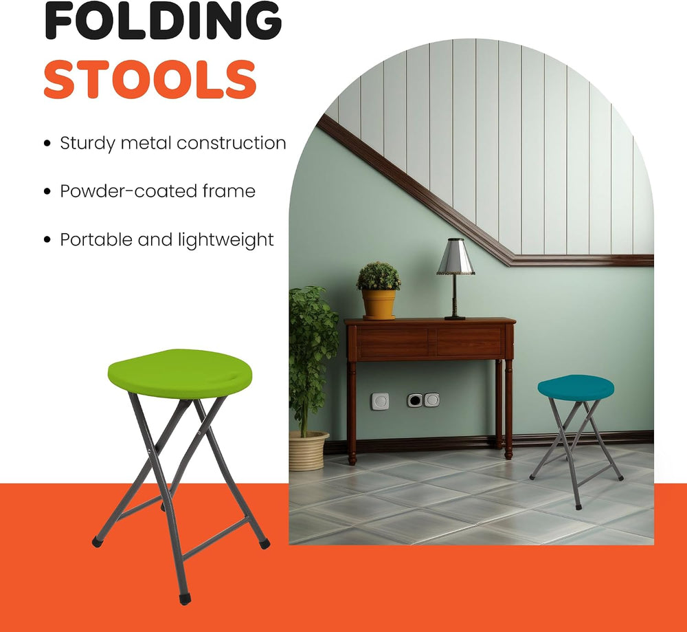 Mintra Metal Folding Stools, Heavy-duty Backless Portable Chairs for Adults, ...