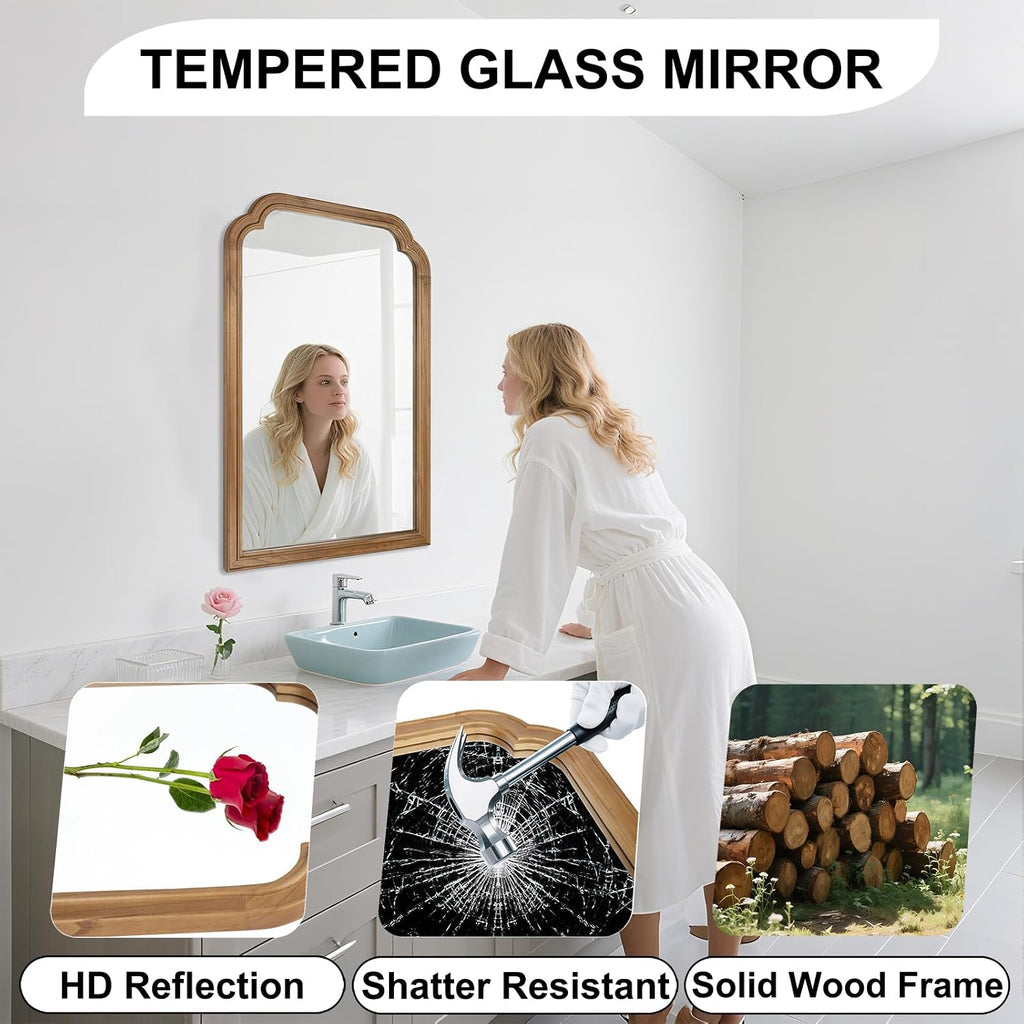 Bathroom Mirror for Over Sink, 30x20 Inch Wood Frame Decorative Wall Mirror