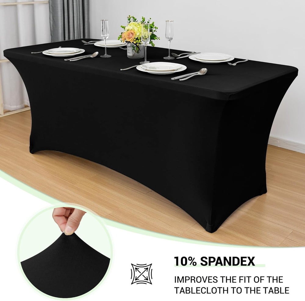 Obstal 6ft Stretch Spandex Table Cover - 4 Pack Universal Rectangular Fitted ...